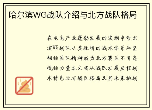 哈尔滨WG战队介绍与北方战队格局